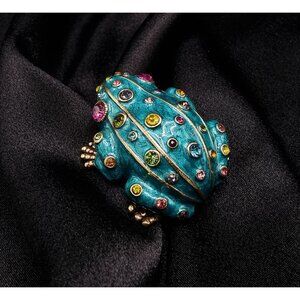 Rare Find Heidi Daus Jeweled Frog Brooch Pin
